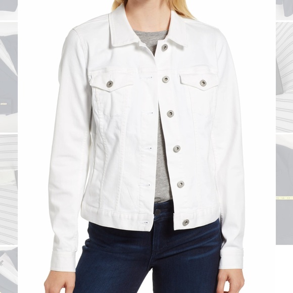 Two by Vince Camuto Jean Jacket White Button Down Front Pockets Denim Coat - Picture 2 of 16